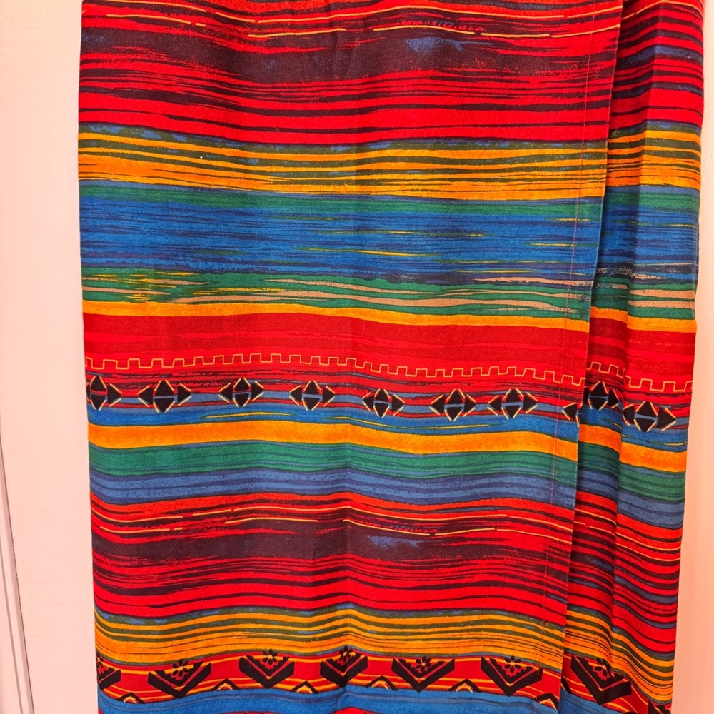 Vintage Breeches Aztec Western Maxi Wrap Skirt 100% cotton Ranchwear Boho SZ 14 - Picture 3 of 13